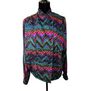 Neiman Marcus Vintage Bold Psychedelic Silk Blouse Size 4